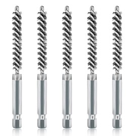 ASNOMY Pack of 5 8 mm Wire Brush for Drill, Various Sizes, Cylinder Brush, with Hexagonal Bar, Stainless Steel Hole Brush, Cylinder Wire Brush for Drill, Polishing, Grinding, Cleaning