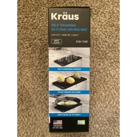Kraus Self Draining Drying Mat 8 1/8” x 14 ¾” Black Silicone Sink Mat, Free Ship