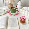 LLMSIX Handmade Rose Crochet Flower Coaster Set with Storage Basket