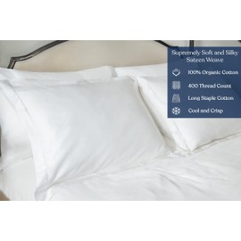 Delara GOTS Certified 100% Organic Cotton Duvet Cover Set 400TC, Long Staple Cotton, Ultra Soft, Silky, Moisture-Wicking, Smooth & Breathable, Duvet for Hot Sleepers with 8 Internal Ties