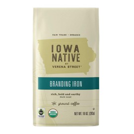 Iowa Native Fair Trade Organic 10 Ounce Ground Coffee, Branding Iron Dark Roast