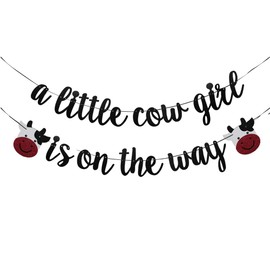 JENSENLIN Little Cowgirl is On The Way Banner, Cowgirl Baby Shower Party Decor, Gender Reveal Mexican Party Decorations (Girl), 7 inches x 6 inches, Black