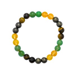 Amazing Gemstone Money Success Pyrite Bracelet - Citrine Onyx, Green Aventurine, Tiger Eye Protection Healing Crystal Bracelet - Gemstone Beaded Stretchable Bracelet Pulseras Para Hombres Mujer