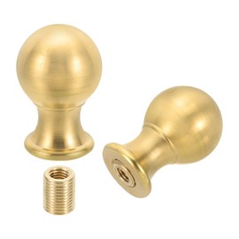 PATIKIL 25 x 37.5mm Lamp Finials Caps Knob, 2 Set Solid Brass Lamp Shade Top Decoration Screw Cap Nuts with Brass Reducing Adapter for Table Lamps Floor Lamps