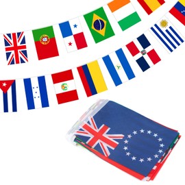 jijAcraft Flag Chain 50 Country Flags Garland World Flags 14 x 21 cm, Decorations for Bar & Restaurant, Olympic Games, World Cup, International Sports Party (12.5 Metres)