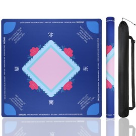 Mahjong Mat, No Creases Mahjong Mat for Table, 31.5x31.5 Inch Anti Slip Noise Reduction Mah jongg Mat, Mahjong Gifts with Carrying Bag, Mahjong Table Mat for Dominoes, Poker, Card, Board Games (Blue)