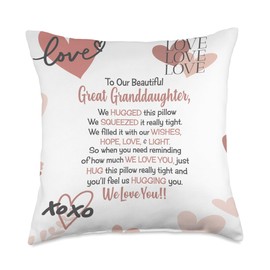 great granddaughter pillow from papa nana pink great granddaughter gifts from papa nana we hugged love pink Throw Pillow