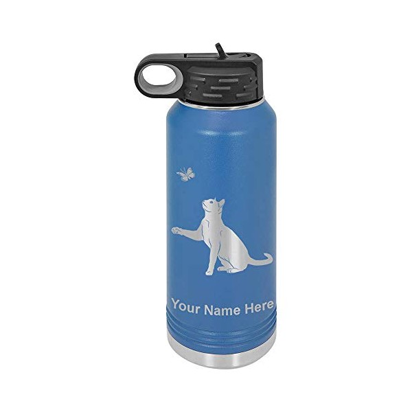 LaserGram 32oz Double Wall Flip Top Water Bottle with Straw,