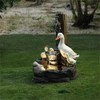 LuxenHome 3 Tiered Resin Duck Family Outdoor Fountain with LED