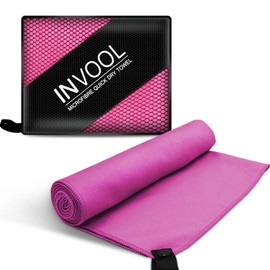 Microfibre Towel, Invool Quick Dry Towel & Beach Towels for Travel, Camping, Gym, Beach, Vacation, and Sport- Fast Drying and Absorbent(Pink)