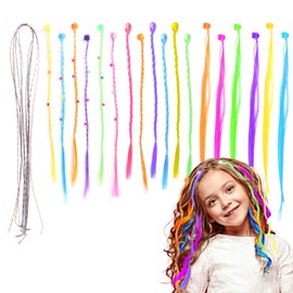 DOINEUFL 42-Piece Hair Accessories Set for Girls – 36 Girls Hair Accessories with Hair Clips & 6 Braiding Ropes, Girls Color Hair Accessories for Party, Crazy Hair Day & Performance