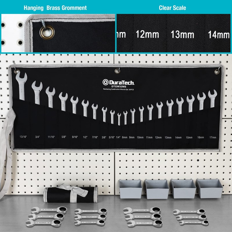 DURATECH 32-Piece Ratcheting Combination Wrench Set, 20 PCS Combo Wrench