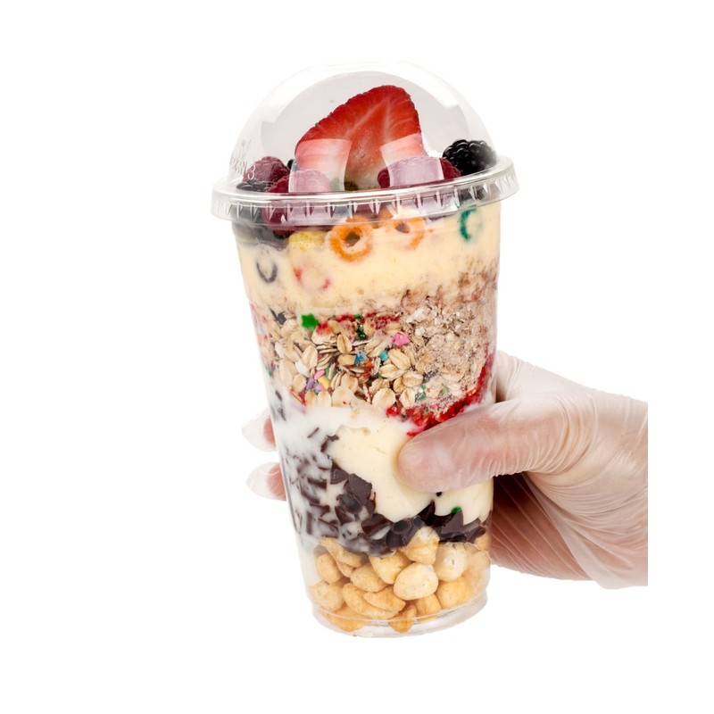 Golden Apple Cup series, 24oz Clear Plastic cups with Dome