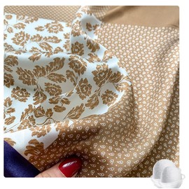 FEIBOON Mulberry Silk Scarfs Neck Scarf 21"x21" Small Square Scarfs hair scarf bandana for Women Gift Packed (Coffee white)