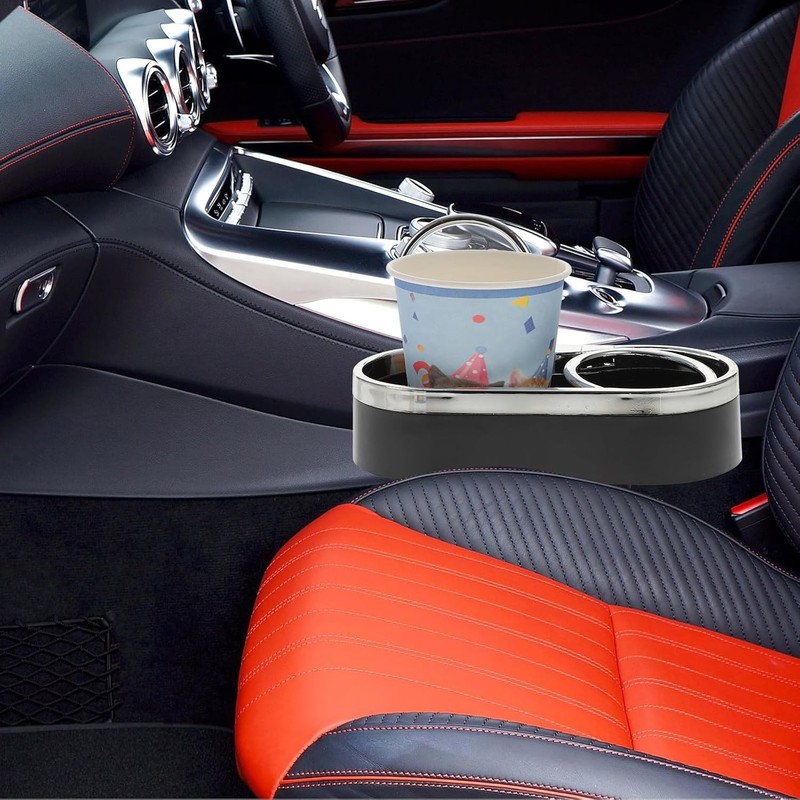 Beavorty Portavasos Doble para Coche, Plástico Negro, Antideslizante