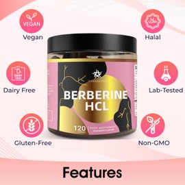 Berberine HCL 98% 2000mg, 120 Gummies, 60 Day Supply, Sour Berry Flavour, with Ceylon Cinnamon 300mg, Turmeric Extract 200mg
