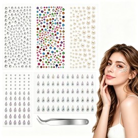 Kit de 1699 Pcs Gemas Faciales y Maquillaje Catrina, Piedritas Adhesivas para Decoración de Uñas y Cara, Diamantes de Imitación para DIY y Fiestas de 