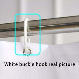 Unbranded Modern Bamboo Shower Curtain Purple and White Bathroom Decor with Hooks 72 In