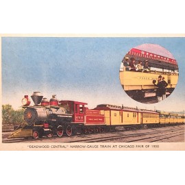 unknown 1950 Postcard~Deadwood Central Train At~1950 Chicago Worlds Fair. #-3403