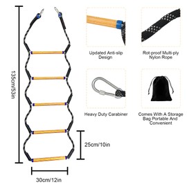 Maixy 5 Step Boat Rope Ladder, Heavy Duty Load Capacity 440 lbs Rope, Rigid Resin Step, Outdoor Ladder for Inflatable Boat, Fishing Boat, Kayak, Motorboat, Canoeing