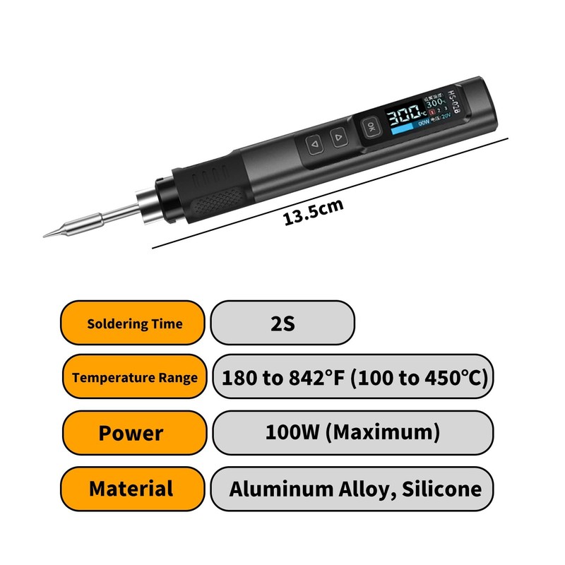 DEWIN Electric Soldering Iron Kit, 0.96 Inch IPS Portable Intelligent