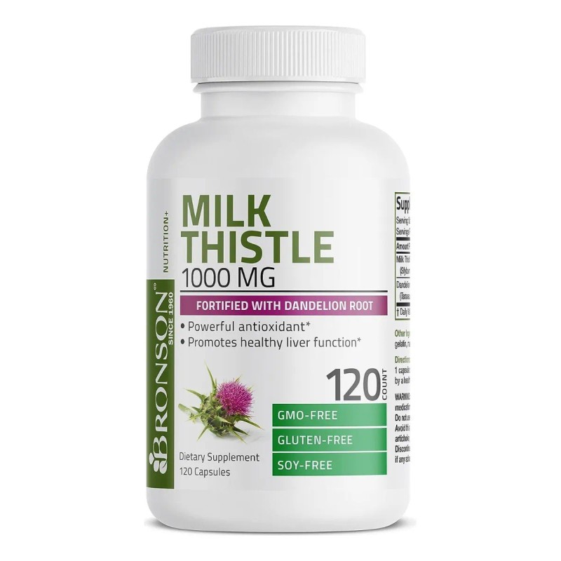 Milk Thistle 1000 Mg Bronson 120 Capsulas Sabor Neutro