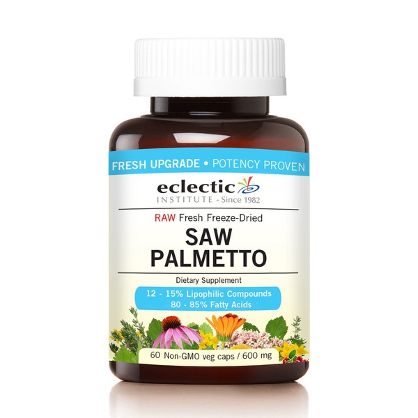 Eclectic Saw Palmetto 600 Mg Fduv with Glass, Blue, 60 Count