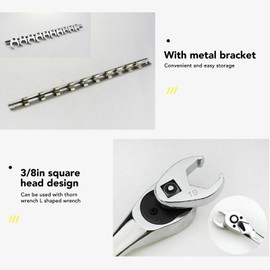 Juego de Llaves de Cola de Pez de 10 Piezas, Llaves para Tuercas Métricas de 10 Mm a 22 Mm para Trinquetes con Accionamiento de 3/8, Llave de Pie de Cuervo