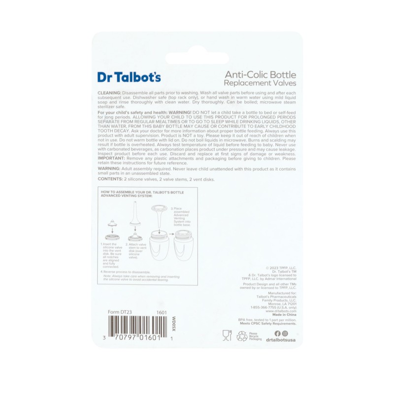 Dr. Talbot's Anti-Colic Bottle Replacement Valves - Feeding Supplies for