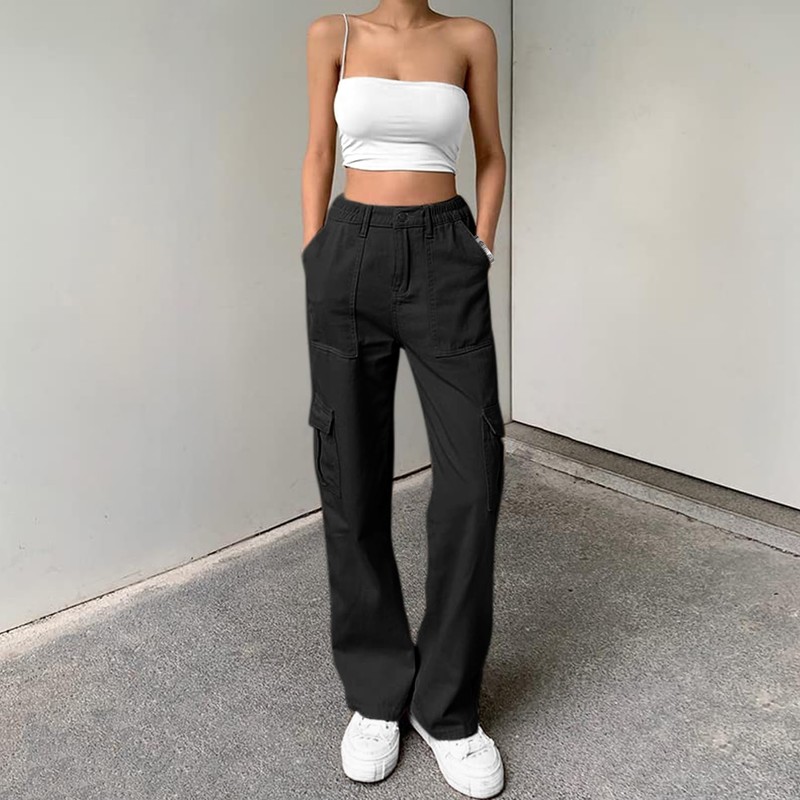 Lepunuo Cargo Pants for Women Baggy Zipper Y2K Pants Light