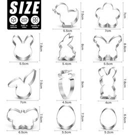 Easter Cookie Cutters, Set of 11 Easter Cookie Cutters Including Egg and Rabbit Shapes