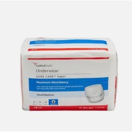 Cardinal 12053101 Sure Care Adult Heavy Absorbent Underwear, White - Medium - Pack of 18