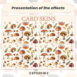 Peacoblue Bank Card Sticker Colorful Mushroom Credit Debit Card Custom Skin Cover Protector, 2 Styles Waterproof Scratch-Proof and Attractive Decal for Most Popular EBT Transportation Key Card