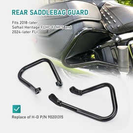 MoKitDora Rear Bolt-on Saddlebag Guard Crash Bar Compatible with 2018 Up Harley Softail Heritage Classic FLHC FLHCS, Black
