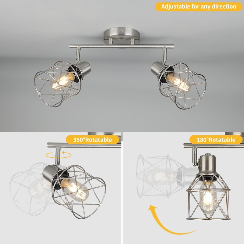 WILON Industrial Track Lighting Kit, 2 Light Modern Track Lighting