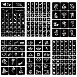 20 Sheets Temporary Tattoo Stencils, 622+pcs Tattoo Stencil Kit for Girls Kids and Boys Face Body Paint DIY Art Reusable Glitter Tattoo Stencils Pack