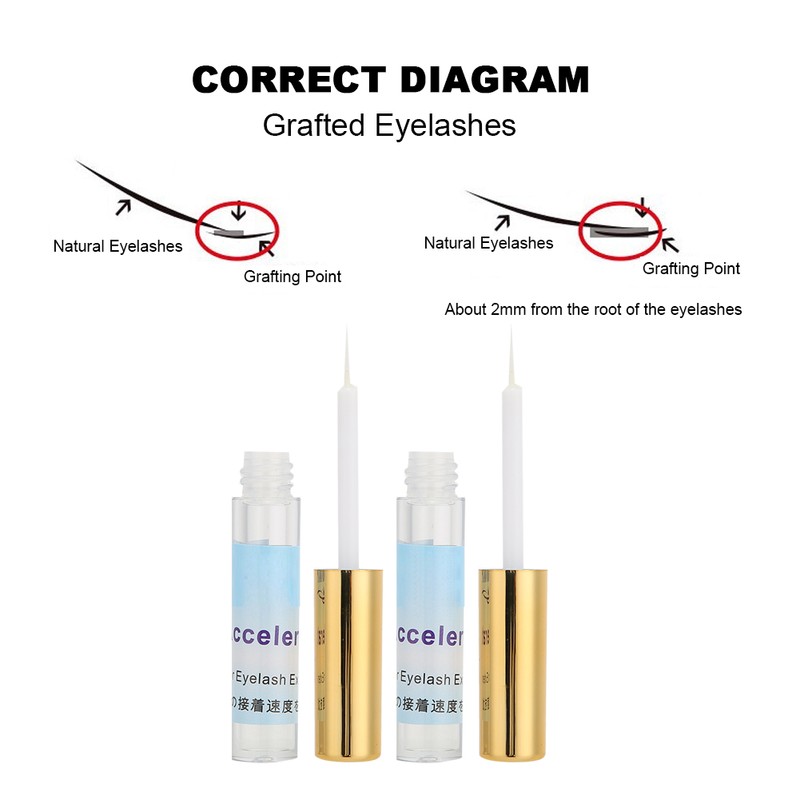 2 Bottles Eyelash Extension Accelerator Waterproof LongLasting Adhesive Quick Dry