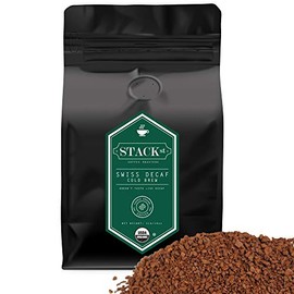 Organic Cold Brew Coffee Grounds, 1 lbs - Flavor Dark Roast, Coarse Grind - Handcrafted, Single Origin, Micro Roast, Direct Trade â By Stack Street (Swiss Decaf, 1 Pound)