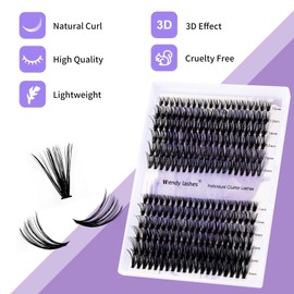 DIY Lash Clusters for Eyelash Extensions: Ultra-light, Natural, Fluffy, Manga, Wispy, Waterproof, Anime, Manga, Cat Eye, CC Curl, 12-16mm Mixed, 30/40D, Wendy Lashes, 0125