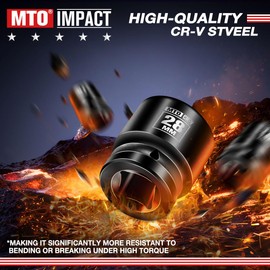 MTO 1/2" Drive 28mm Shallow Impact Socket, 6-Point Metric Socket for Automotive Maintaince, CR-V Steel Meets ANSI Standards