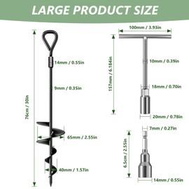 30" Long Ground Anchor, Heavy Duty Earth Anchors 30 inch Ground Anchors Screw in Kit with T-Handle Hex Wrench for Camping Tent, Swing Sets, Securing Animals, Sheds, Trampoline(4 Pcs) (Black)