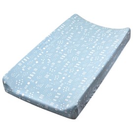 HonestBaby Organic Cotton Changing Pad Cover, Pattern Play Light Blue, One Size
