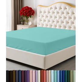 Utopia Bedding Full Fitted Sheet - Bottom Sheet - Deep Pocket - Soft Microfiber - Shrinkage and Fade Resistant - Easy Care -1 Fitted Sheet Only (Spa Blue)
