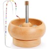 Bead Spinner Set with 2 Needles Wooden Spinner Beading Bowl