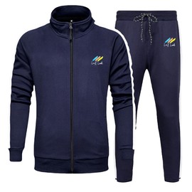 Skylinewears Men’s Tracksuits Sweatsuits – 2 Piece Jogging Suit Set | Full Zip Athletic Outfit for Workout & Fitness WHT NAVY XXL