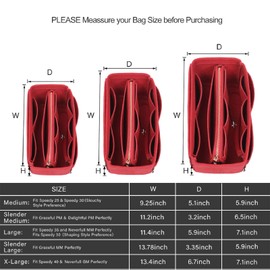 Himai Purse Organizer Insert, Bag Organizer,Perfect for Speedy Neverfull and More, 5 Size (Large, Red)