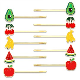 Fruit Hair Pins Apple Watermelon Banana Strawberry Cherry Pineapple Charm Barrette Bobby Pins Decorative Metal Gold Tone Hairpins Hair Clips Decorative Accessories for Women (colorful A, 2.5)