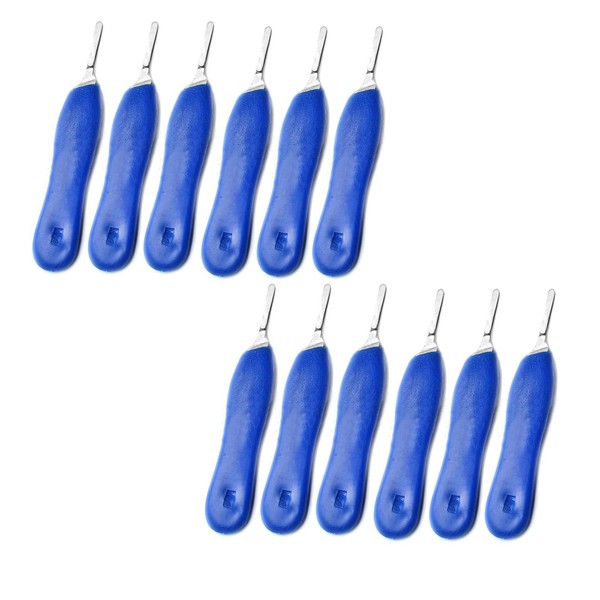 AAProTools Lot of 12 Scalpel Handle #4, Blue Plastic Grip
