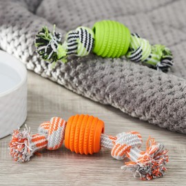 Double Dental Rope Dog Toy 4 Piece - Small Dog Chew Toy with Cotton Knot and Textured Center, Tug Toy for Light Chewers, Dog Rope Toy for Interactive Play.