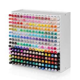Loghot Marker Storage Organizer Marker Holder 240 Slots Marker Organizer for Desk with Removable Divider Art Marker Rack to Storage Markers Pens Colored Pencils Art Supply (White 240 holes)